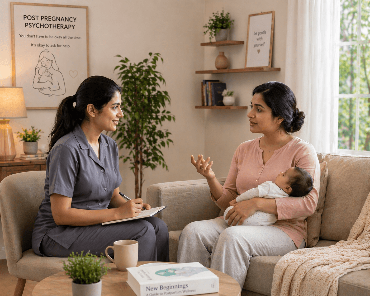 Lactation consultant supporting a mother and newborn