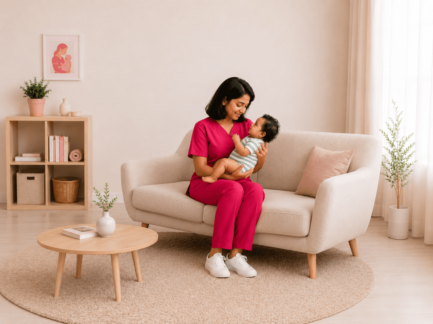 A Motherly Baby Care specialist providing gentle newborn care at home in Chennai